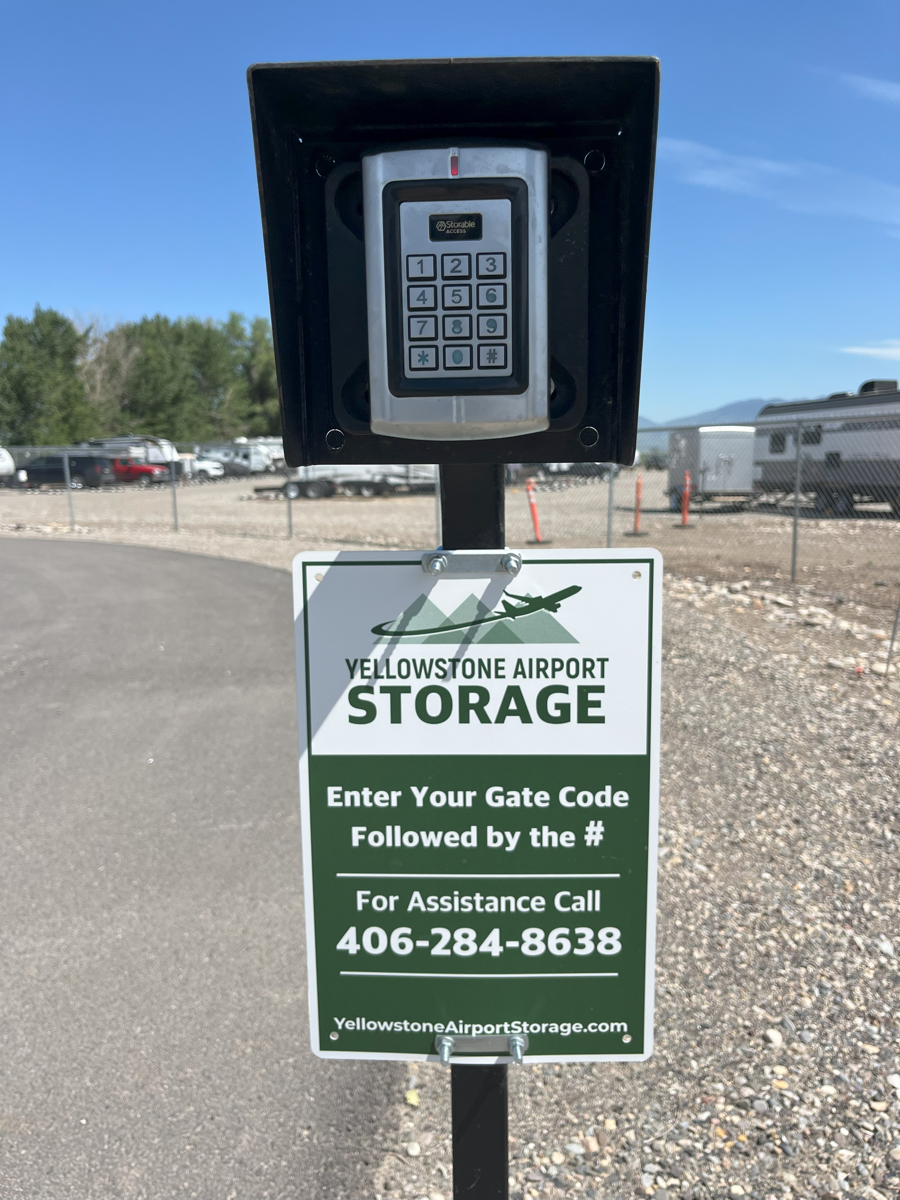 yellowstone airport storage keypad for gate entry
